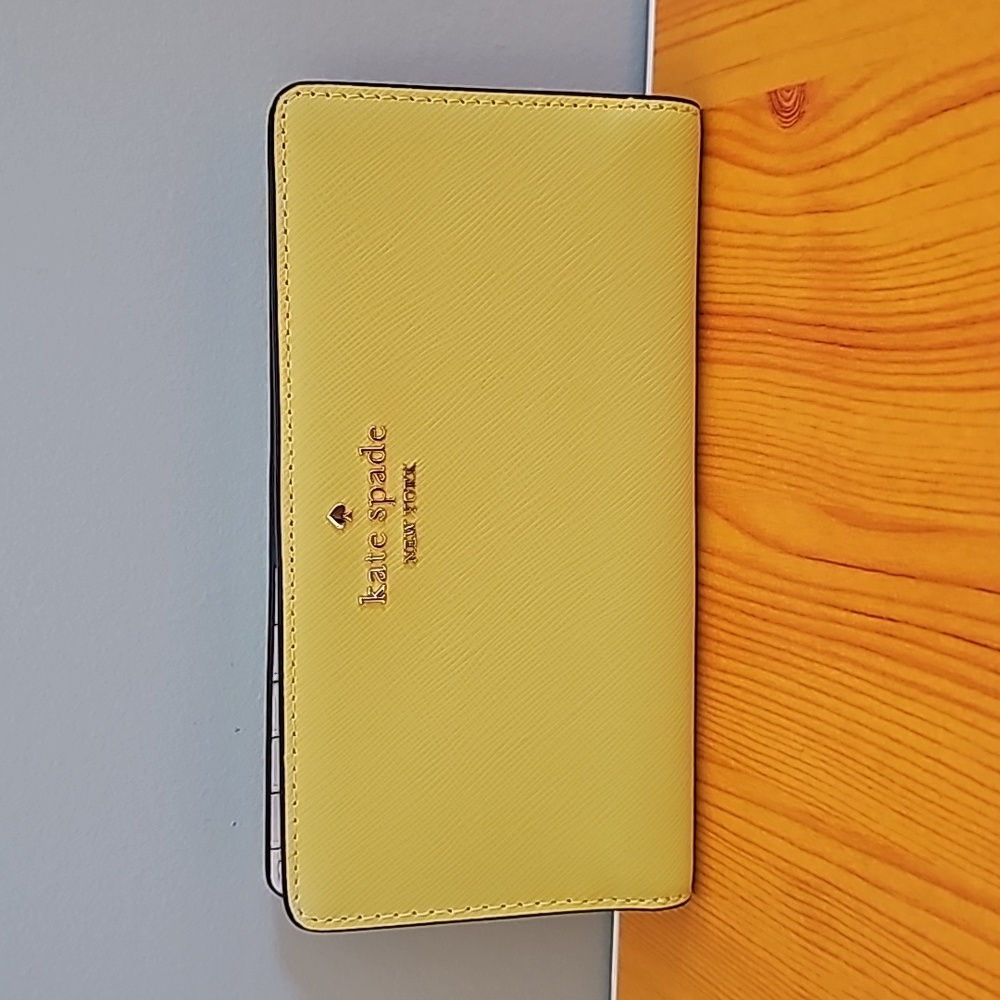 Kate Spade Madison Large Slim Bifold Wallet, Lime Slice - Picture 4 of 8